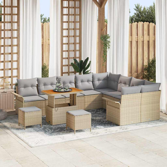Conjunto de Sofá de Jardim 12 pcs Bege e Cinza Claro