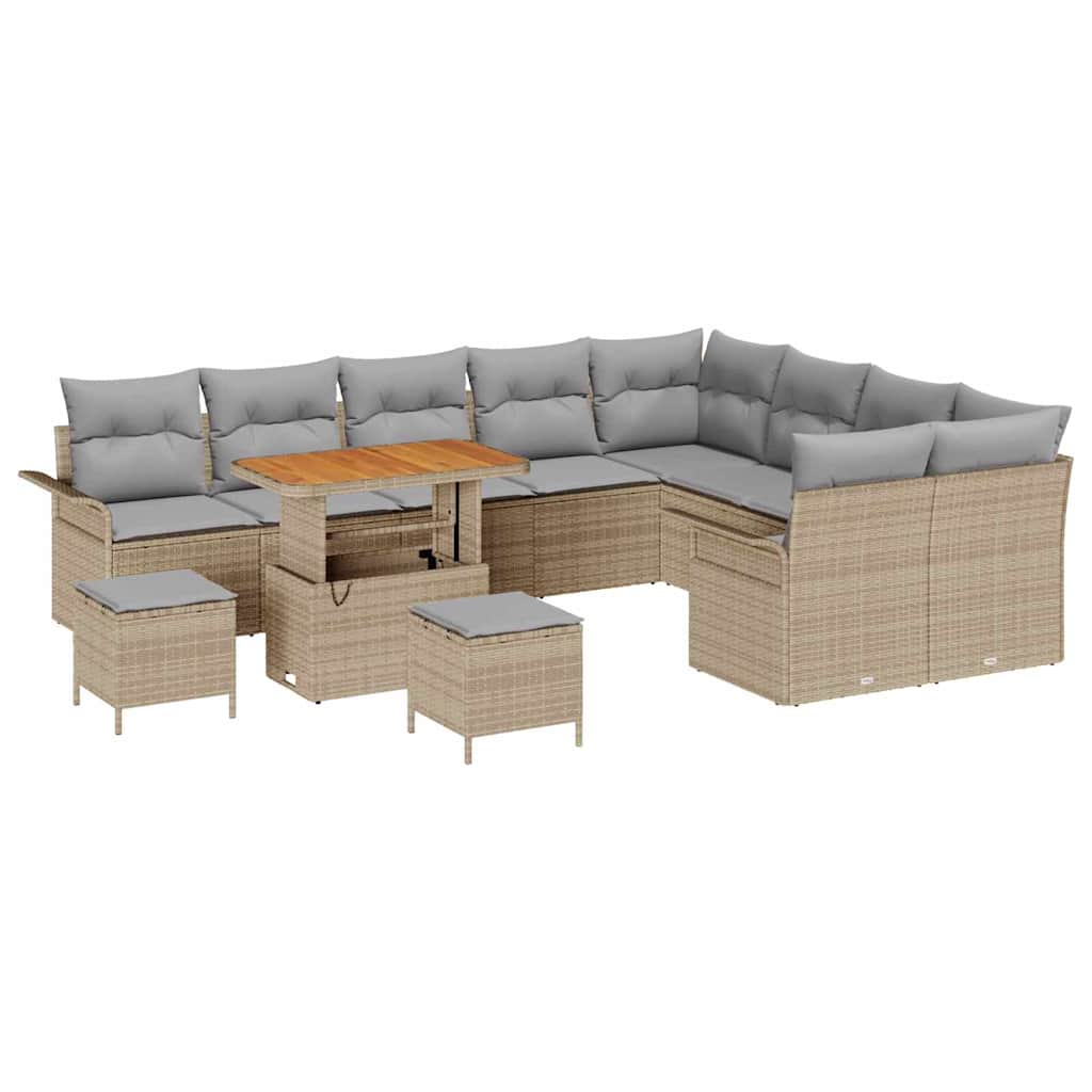 Conjunto de Sofá de Jardim 12 pcs Bege e Cinza Claro