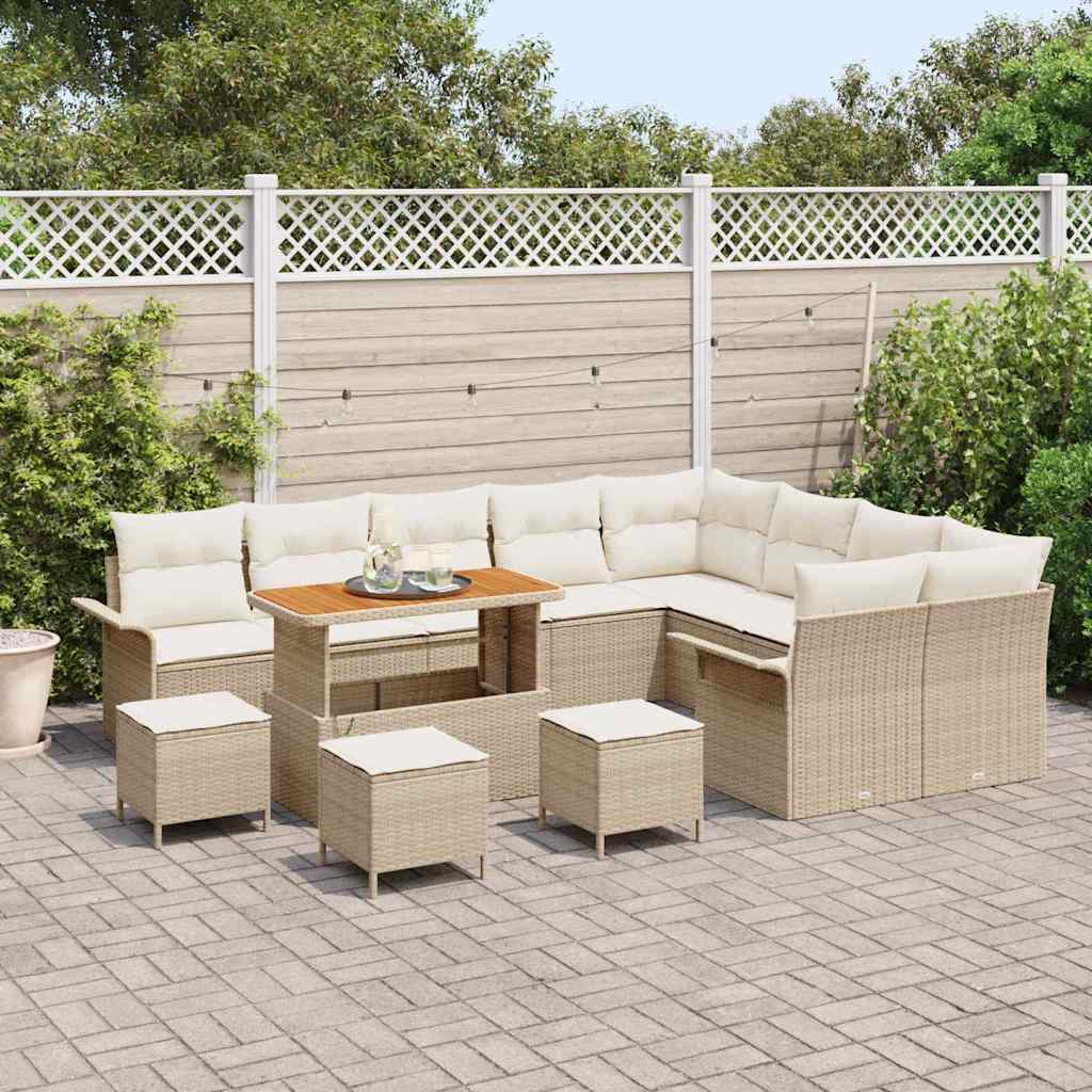 Conjunto de Sofá de Jardim 13 pcs Bege e Creme 110 x 55 x 71 cm
