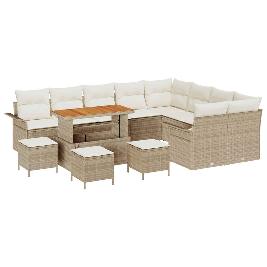 Conjunto de Sofá de Jardim 13 pcs Bege e Creme 110 x 55 x 71 cm