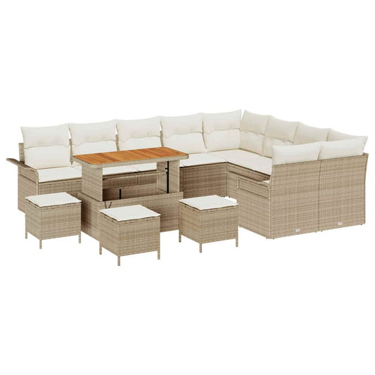 Conjunto de Sofá de Jardim 13 pcs Bege e Creme 110 x 55 x 71 cm