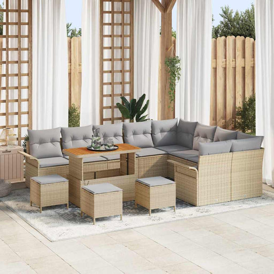 Conjunto de Sofá de Jardim 13 pcs Bege e Cinza Claro