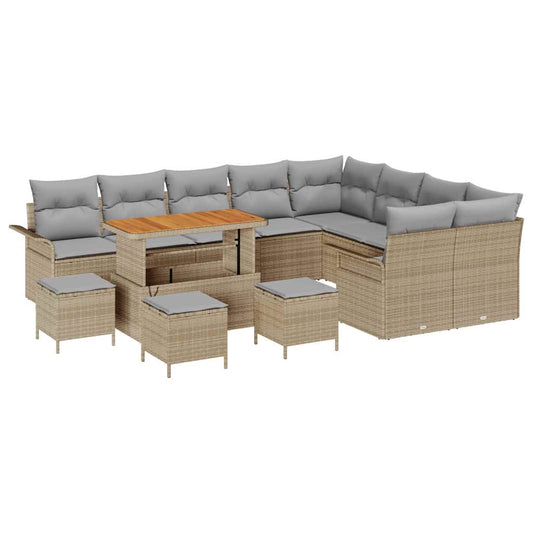 Conjunto de Sofá de Jardim 13 pcs Bege e Cinza Claro