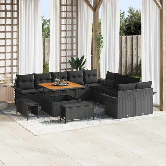 Conjunto de Sofá de Jardim 13 pcs Preto 100 x 100 x 71 cm