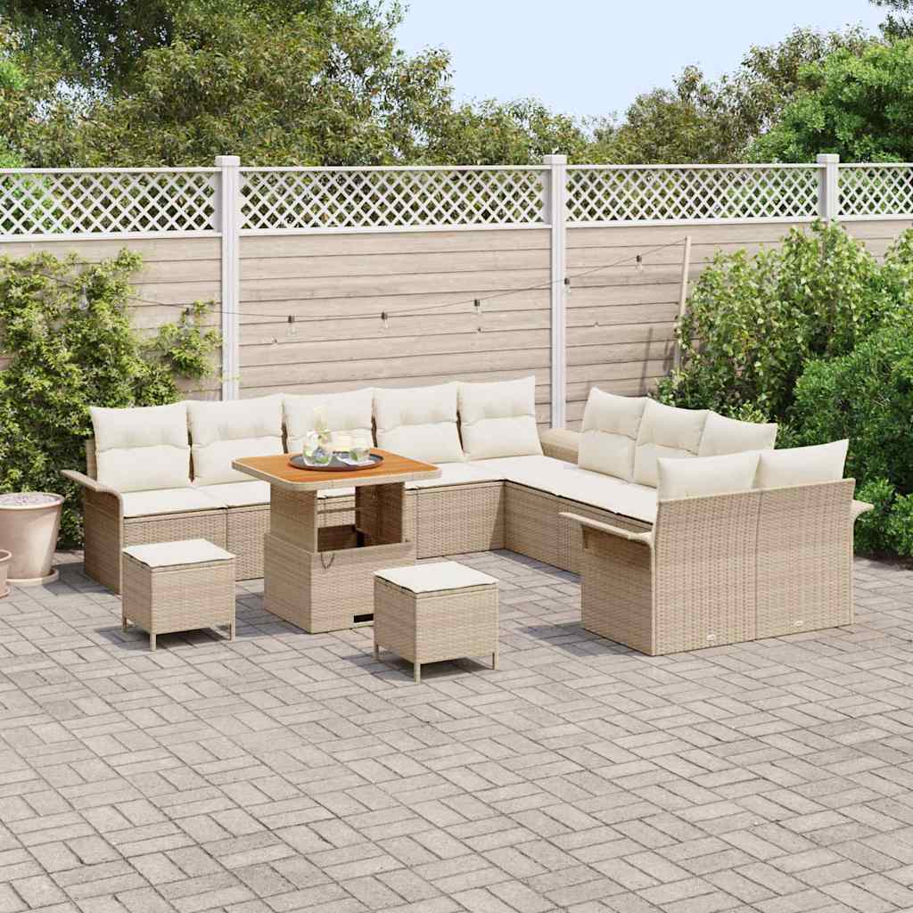 Conjunto de Sofá de Jardim 13 pcs Bege e Creme 80 x 80 x 71 cm