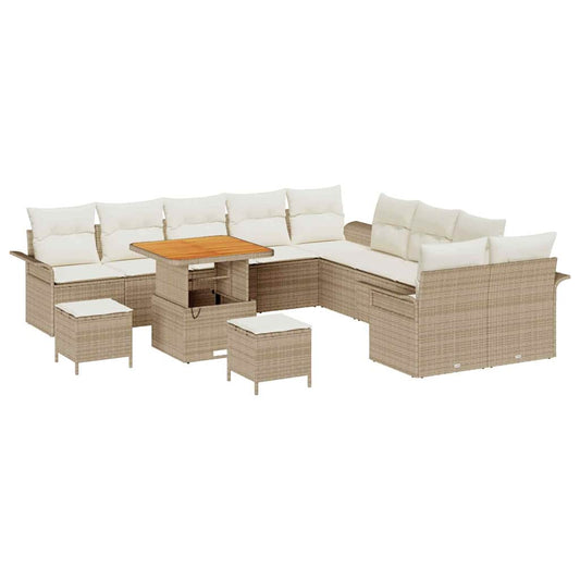 Conjunto de Sofá de Jardim 13 pcs Bege e Creme 80 x 80 x 71 cm