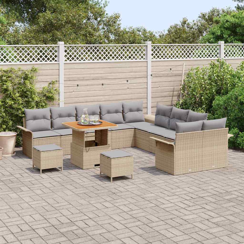 Conjunto de Sofá de Jardim 13 pcs Bege e Cinza Claro