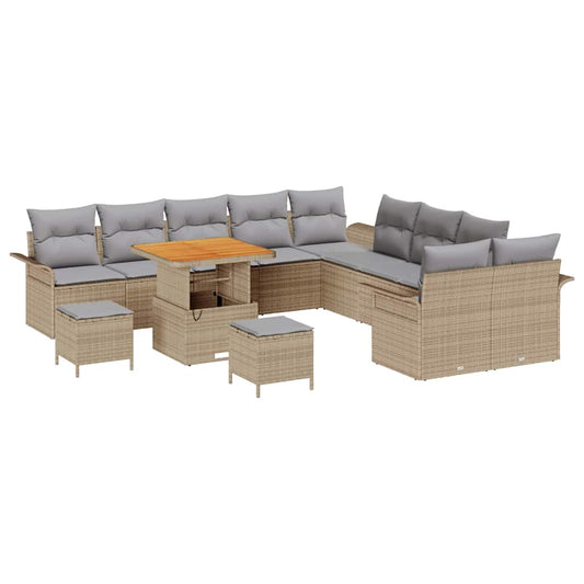 Conjunto de Sofá de Jardim 13 pcs Bege e Cinza Claro