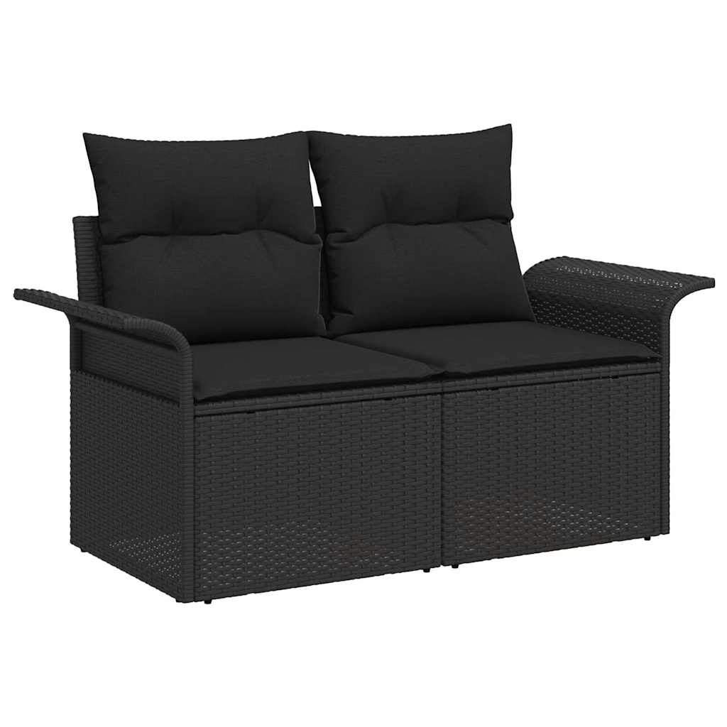 Conjunto de Sofá de Jardim com almofada 13 pcs Preto
