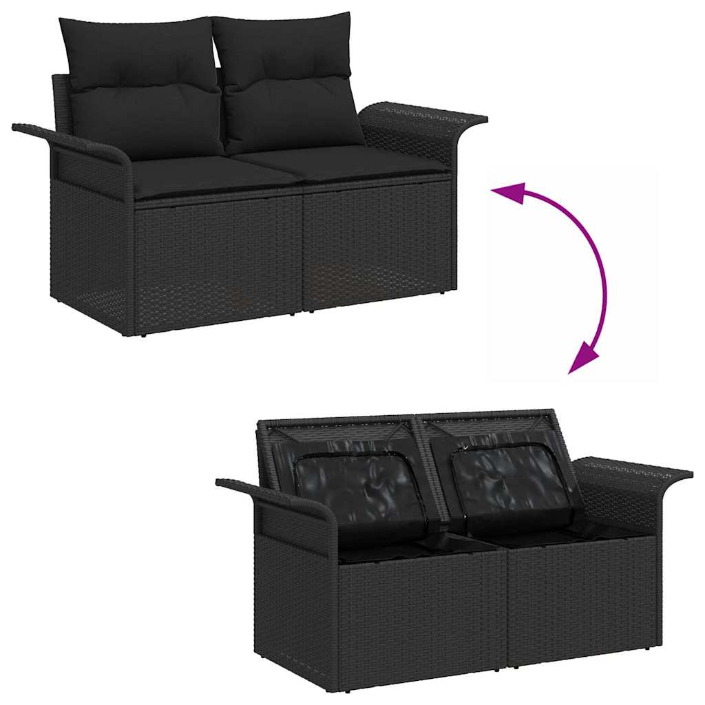 Conjunto de Sofá de Jardim com almofada 13 pcs Preto