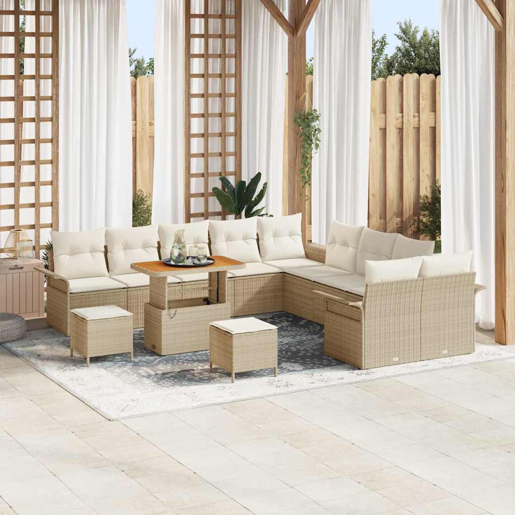Conjunto de Sofá de Jardim 13 pcs Bege e Creme 90 x 55 x 71 cm
