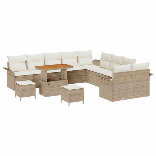 Conjunto de Sofá de Jardim 13 pcs Bege e Creme 90 x 55 x 71 cm