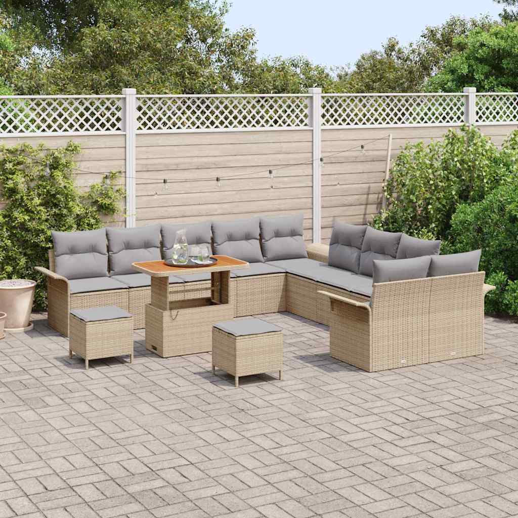 Conjunto de Sofá de Jardim 13 pcs Bege e Cinza Claro