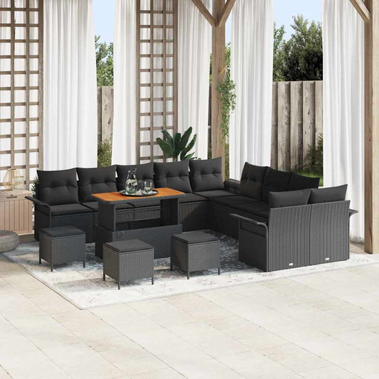 Conjunto de Sofá de Jardim 14 pcs Preto 110 x 55 x 71 cm