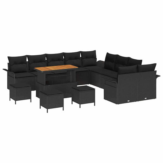 Conjunto de Sofá de Jardim 14 pcs Preto 110 x 55 x 71 cm