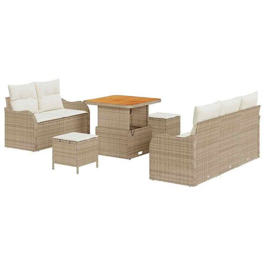 Conjunto de Sofá de Jardim 8 pcs Bege e Creme 80 x 80 x 71 cm
