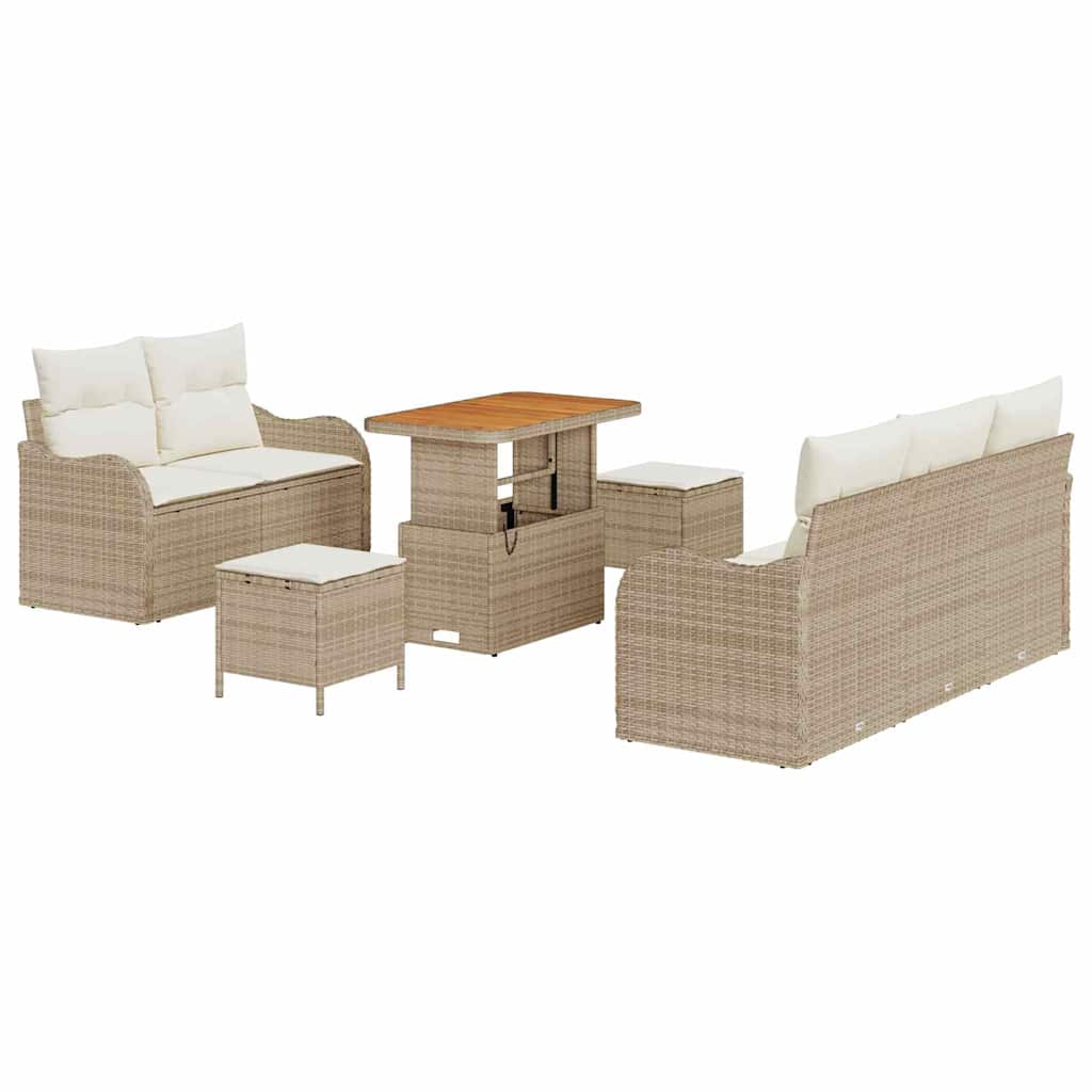 Conjunto de Sofá de Jardim 8 pcs Bege e Creme 90 x 55 x 71 cm