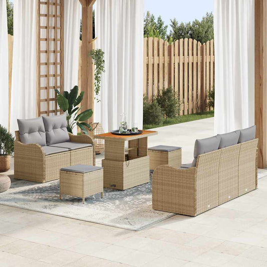 Conjunto de Sofá de Jardim 8 pcs Bege e Cinza Claro