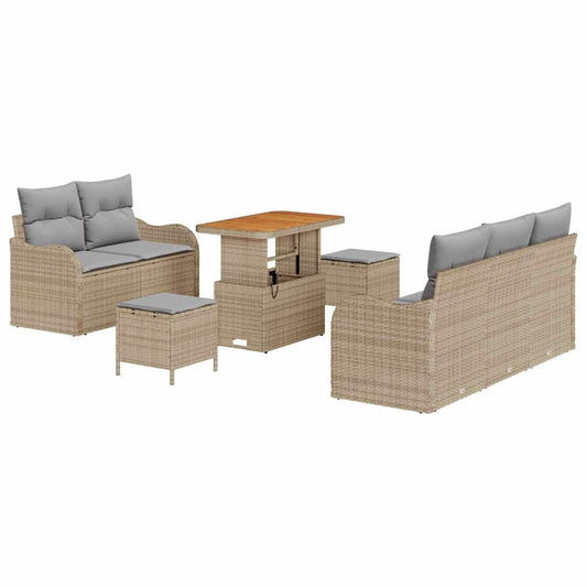 Conjunto de Sofá de Jardim 8 pcs Bege e Cinza Claro