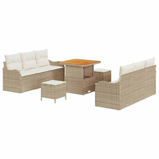 Conjunto de Sofá de Jardim 9 pcs Bege e Creme 80 x 80 x 71 cm