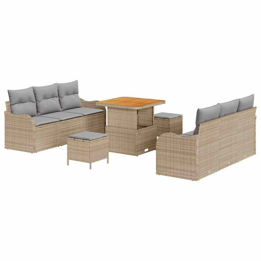 Conjunto de Sofá de Jardim 9 pcs Bege e Cinza Claro