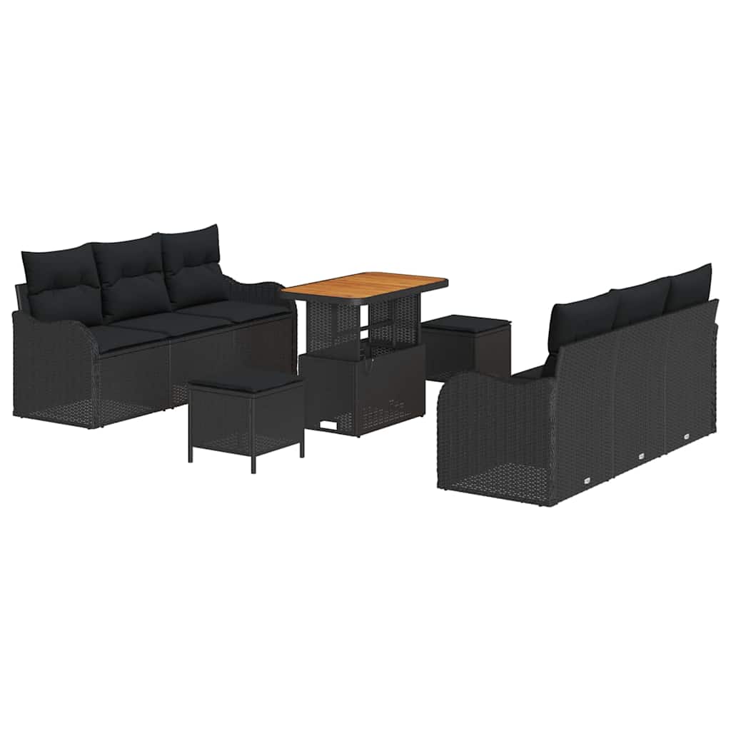 Conjunto de Sofá de Jardim 9 pcs Preto 90 x 55 x 71 cm