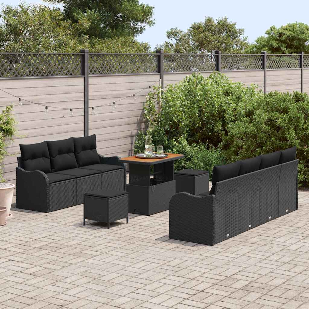 Conjunto de Sofá de Jardim 10 pcs Preto 90 x 55 x 71 cm