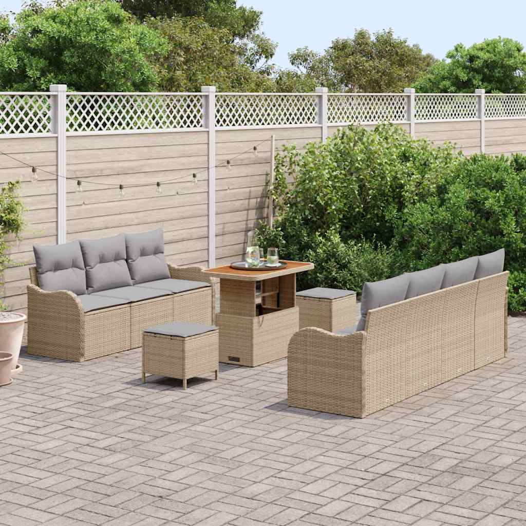 Conjunto de Sofá de Jardim 10 pcs Bege e Cinza Claro