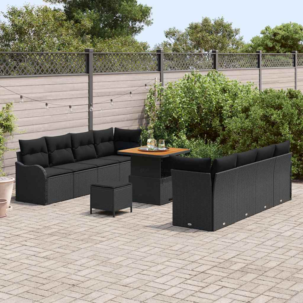 Conjunto de Sofá de Jardim 11 pcs Preto 80 x 80 x 71 cm