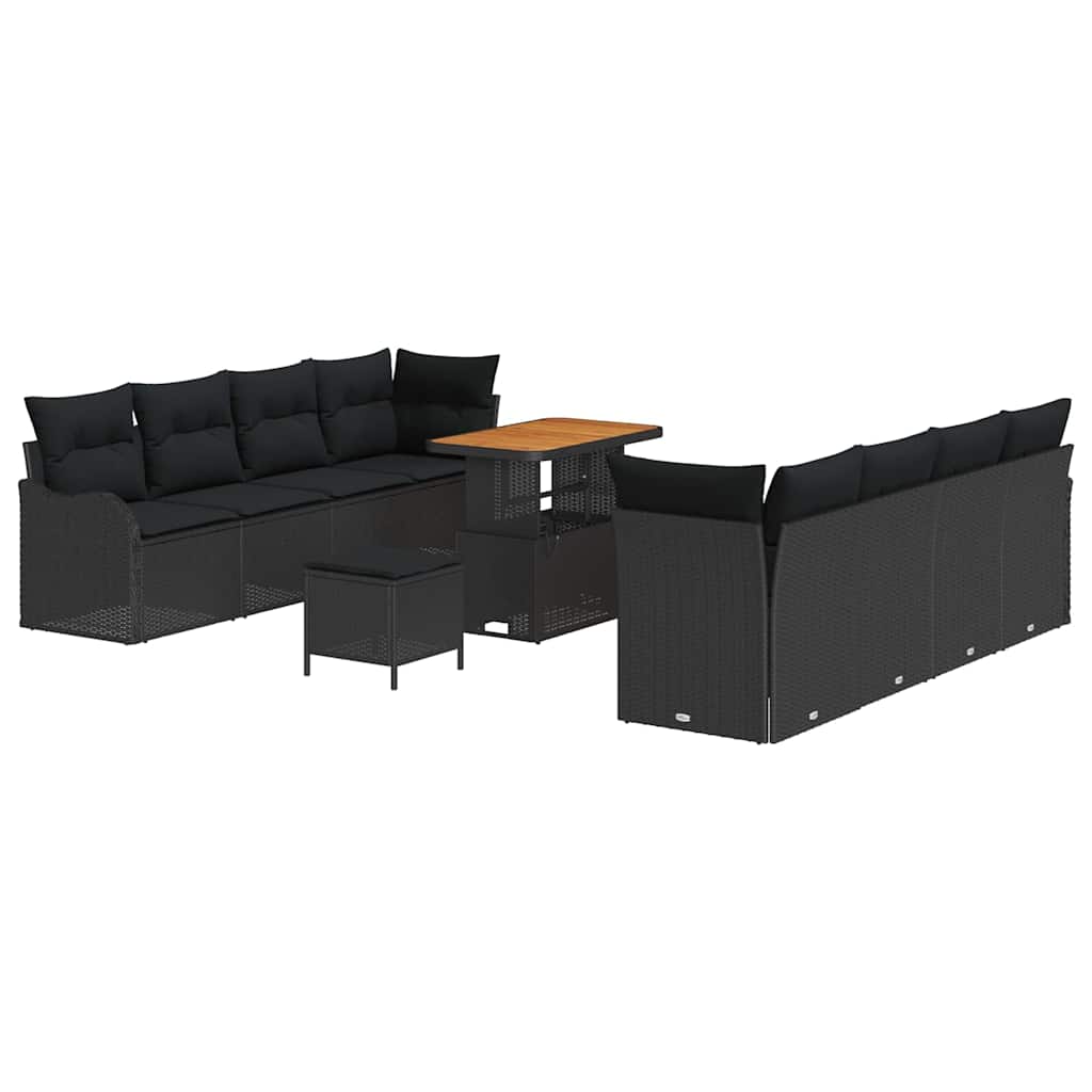 Conjunto de Sofá de Jardim 11 pcs Preto 90 x 55 x 71 cm