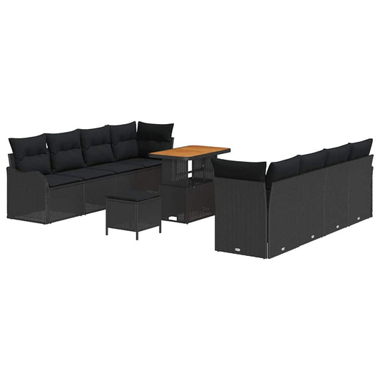 Conjunto de Sofá de Jardim 11 pcs Preto 90 x 55 x 71 cm