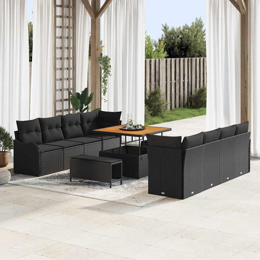 Conjunto de Sofá de Jardim 11 pcs Preto 100 x 100 x 71 cm