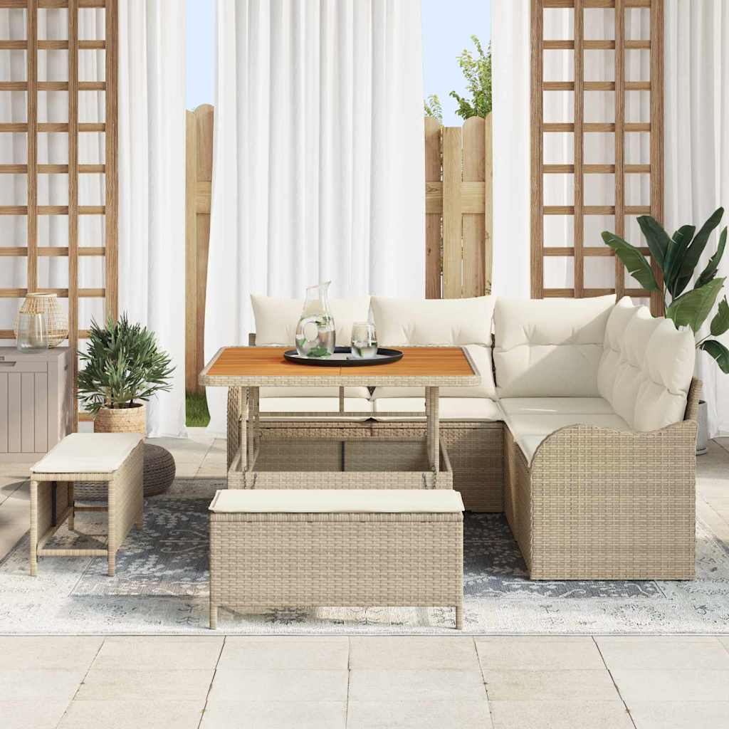 Conjunto de Sofá de Jardim 8 pcs Bege e Creme 100 x 100 x 71 cm