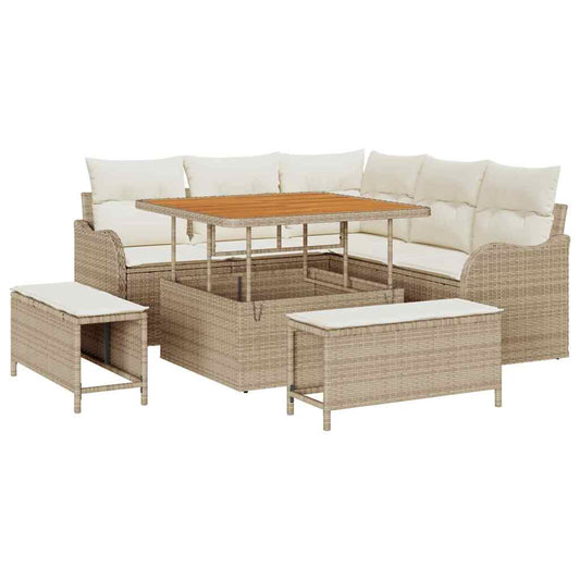 Conjunto de Sofá de Jardim 8 pcs Bege e Creme 100 x 100 x 71 cm