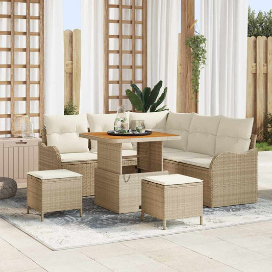Conjunto de Sofá de Jardim 8 pcs Bege e Creme 80 x 80 x 71 cm