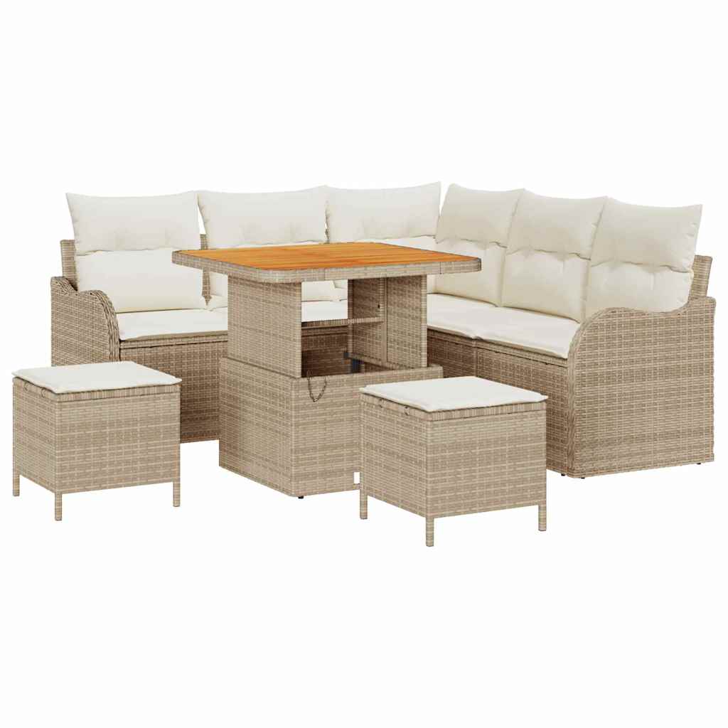 Conjunto de Sofá de Jardim 8 pcs Bege e Creme 80 x 80 x 71 cm