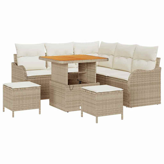 Conjunto de Sofá de Jardim 8 pcs Bege e Creme 80 x 80 x 71 cm