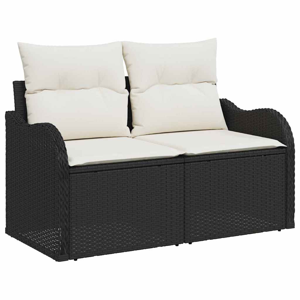 Conjunto de Sofá de Jardim 9 pcs Preto e Creme 90 x 55 x 71 cm