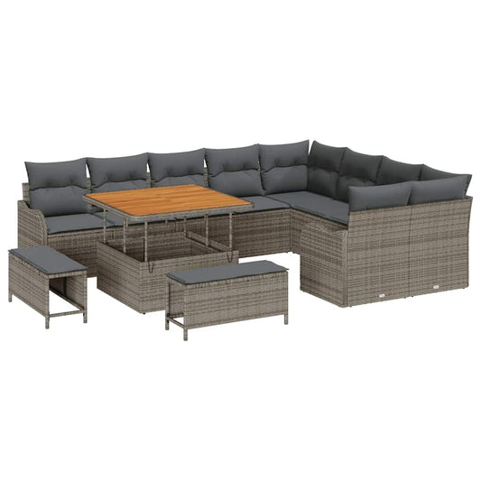 Conjunto de Sofá de Jardim 12 pcs Cinzeto 100 x 100 x 71 cm