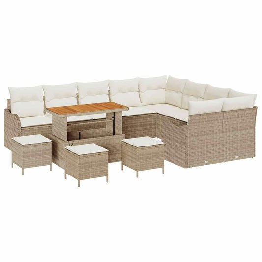 Conjunto de Sofá de Jardim 13 pcs Bege e Creme 110 x 55 x 71 cm