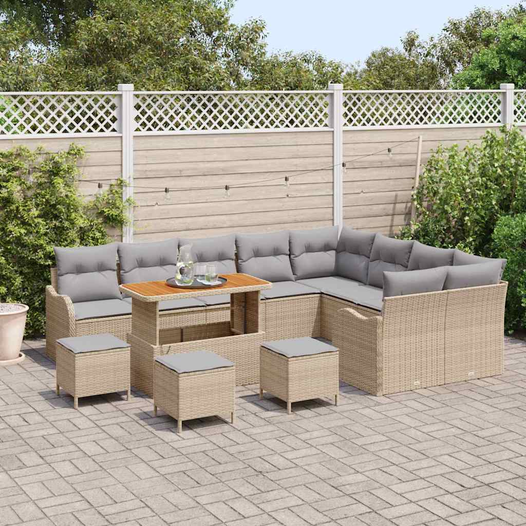 Conjunto de Sofá de Jardim 13 pcs Bege e Cinza Claro