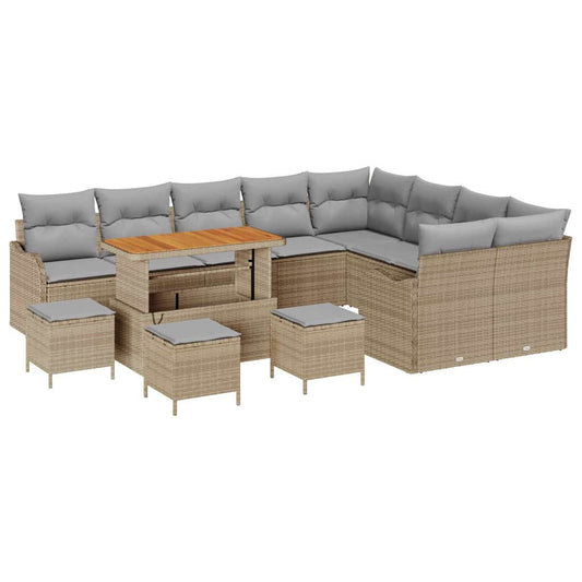 Conjunto de Sofá de Jardim 13 pcs Bege e Cinza Claro