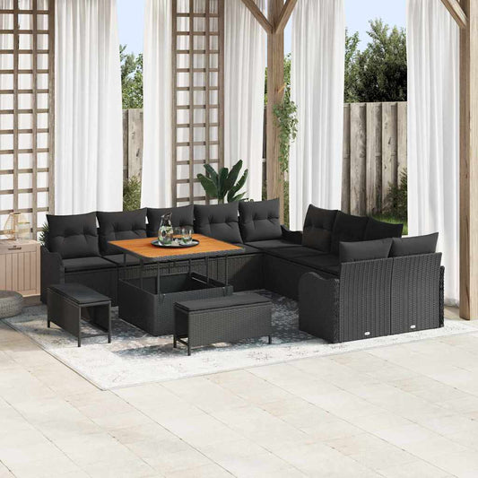 Conjunto de Sofá de Jardim 13 pcs Preto 100 x 100 x 71 cm