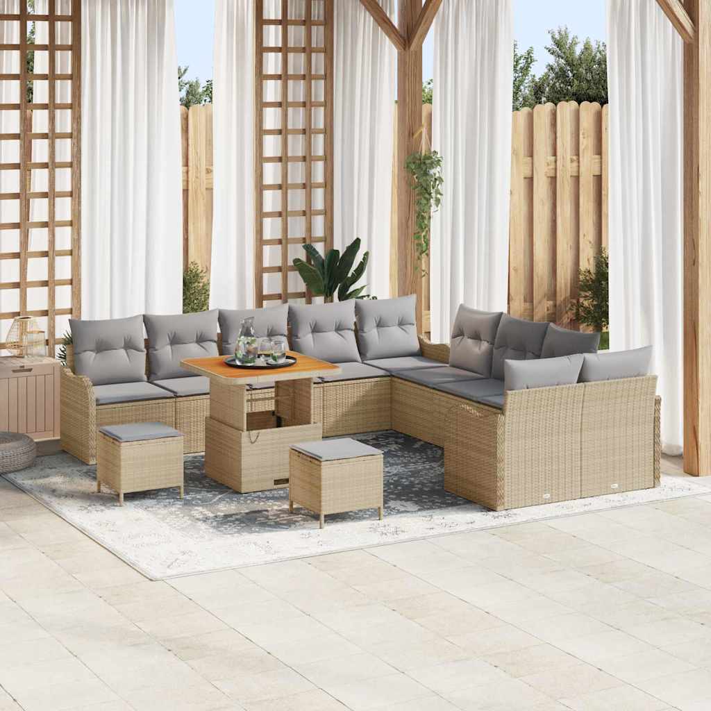 Conjunto de Sofá de Jardim 13 pcs Bege e Cinza Claro