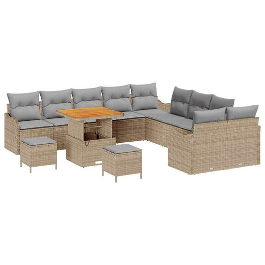 Conjunto de Sofá de Jardim 13 pcs Bege e Cinza Claro