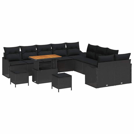 Conjunto de Sofá de Jardim 13 pcs Preto 90 x 55 x 71 cm