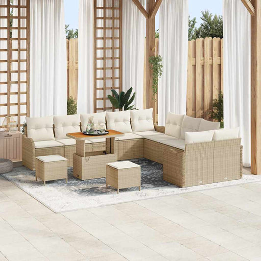 Conjunto de Sofá de Jardim 13 pcs Bege e Creme 90 x 55 x 71 cm