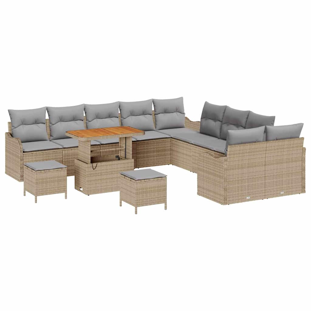 Conjunto de Sofá de Jardim 13 pcs Bege e Cinza Claro