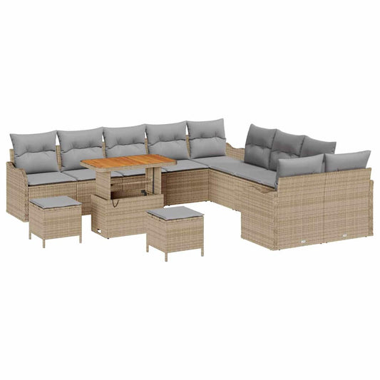 Conjunto de Sofá de Jardim 13 pcs Bege e Cinza Claro