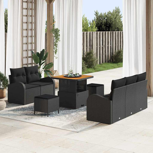 Conjunto de Sofá de Jardim 8 pcs Preto 80 x 80 x 71 cm